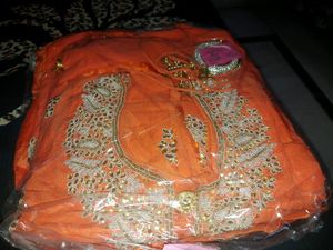 Orange Punjabi Suit In Pure Georgette