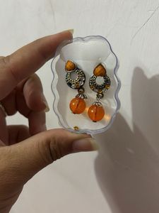 Orange Beaded Earrings