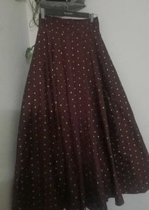 Dark Brown (Banarasi) Festive Midi Skirt