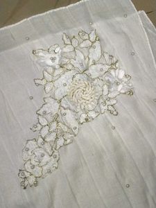 White Embroidered Dupatta with pearl work