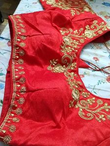 Red Heavy Embroidered Blouse