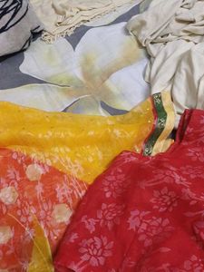 New Yellow Red Saree