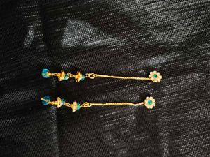 Dainty Blue Flower Drop Earrings