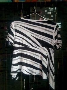 Zebra Print Asymmetrical Tunic Top