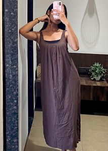 Brown Cotton Slip Dress