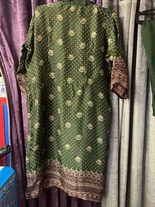 Green Floral Print Kurta Set