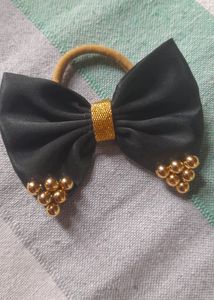 Pair Of 2 Black Golden Hair Rubberband