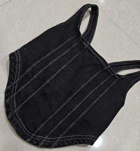 Black Denim Corset Top xs to s size