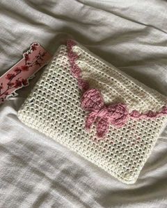 Handmade Crochet Heart Pouch and Book Cover