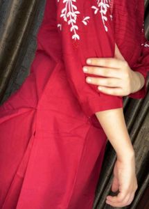 Free Shipping -Cherry Embroidered Kurta With Pants
