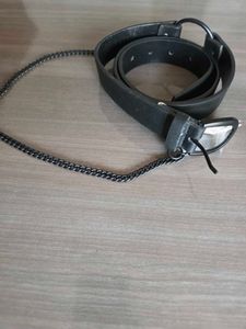 Chain Detail Belt Black S/M 89cms