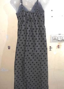 Grey Polka Dot Maxi Dress