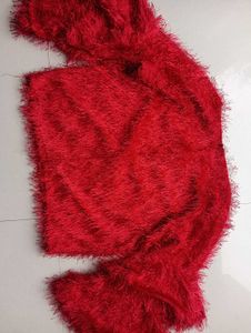 Red Shag Cropped Sweater