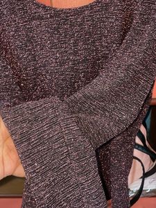 Code Sparkly Long Sleeve Blacked Top