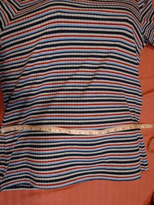Casual Striped Ribbed Knit Half Sleeve Top 👕