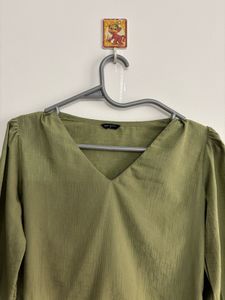 Style Quotient Olive Green Blouson Casual Top