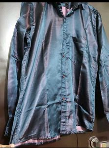 Navy Blue Shining Partywear Shirt For 40 Chest