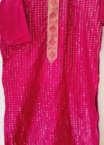 Dark Rose Kurti Set With Plazo Bilkul New
