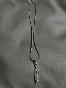 Silver Feather Pendant Necklace on a Snake Chain