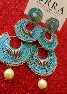 AQUA BLUE OXIDIZED JHUMKA