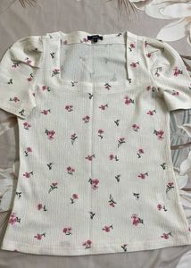 Floral Print Square Neck Top