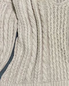 Beige Knit Sweater with Brooch