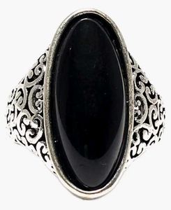 Gothic Black Stoned Grunge Ring Y2k