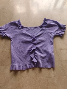 Cute Fitted Purple Crop Top