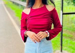 Red Cold Shoulder Top