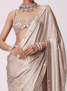 Elegant Beige Embellished Saree