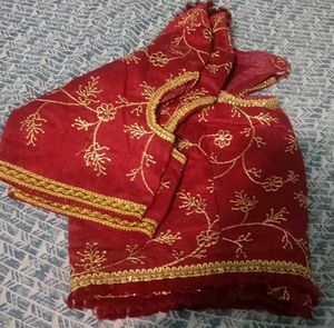 Maroon Chiffon Ruffle Saree