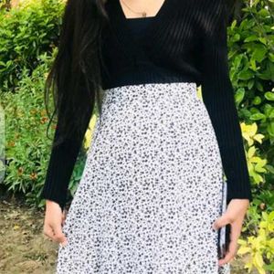 Long Black And White Skirt