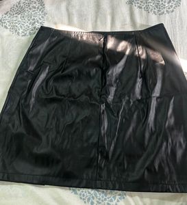 slit leather mini skirt