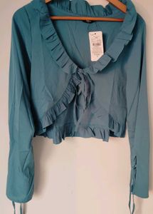 Shein Ruffle Tie Front Top Or Shrug