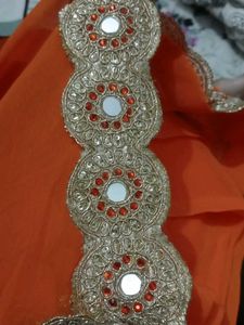 heavy mirror work saree