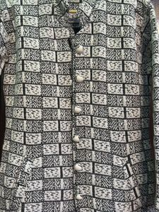 New Black And White Woven Woollen Cardigan