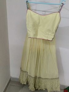 Yellow-pink Lehenga Choli Set with Dupatt