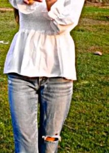 White Peplum Top