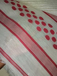 Red Phool Saree Cotton