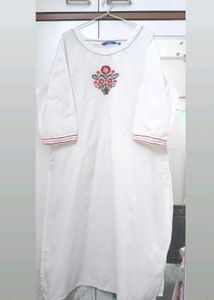 Nelyarrn White Pure Khadi Cotton A Line Kurta