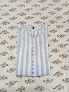 White Top With Blue Stripes