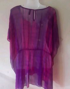 Purple Sheer Embellished Kaftan