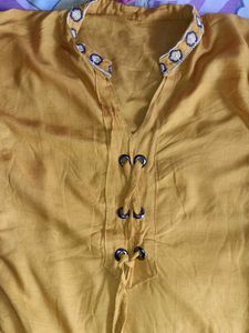 Mustard Embroidered Top