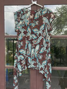 Brown Paisley Print Top