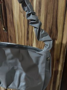 Gray Ruched Handle Bag