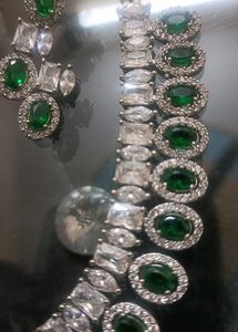 It&#39;s AD Silver Neck Pc With Earrings