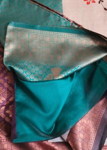 Silk Banarasi Dark Green Color Saree....