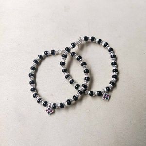 PS97Pure Silver & Black Crystals Baby Nazariya