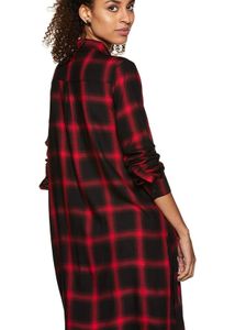 Red &amp; Black Plaid Shirt Dress