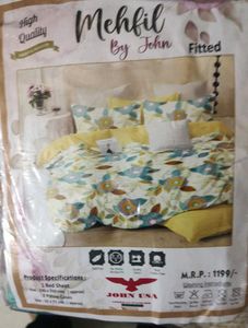 Beautiful Flower Printed Fitted Double Bedsheet